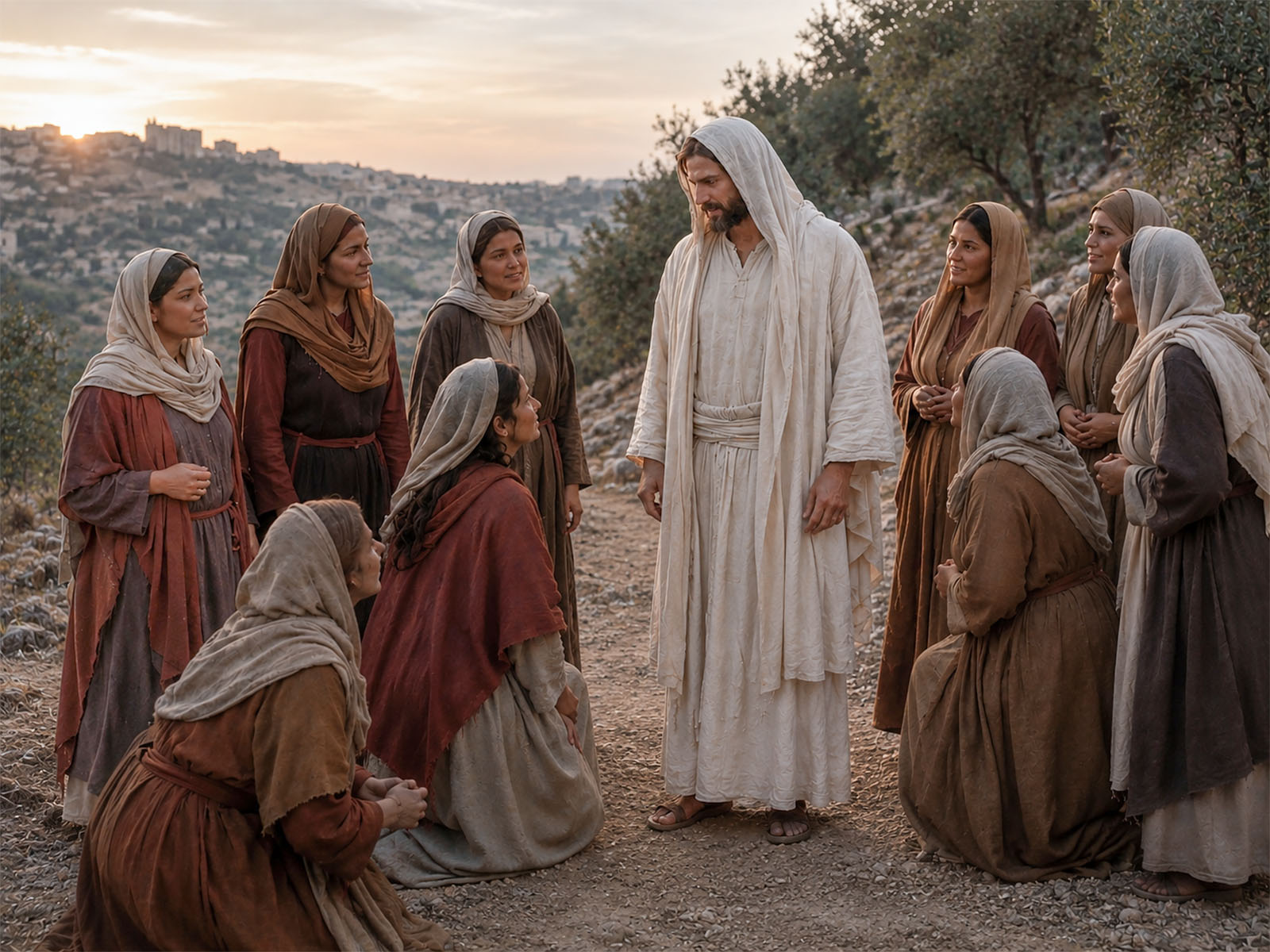 Jesus meets women returning from the tomb